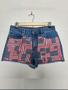 American Flag Jean Shorts